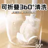 Cepillo de Taza de Silicona con Mango Largo para Limpiar Tazas, Cepillo de Limpieza para el Hogar para Vasos y Botellas de Agua Aisladas, y Cepillo para Botellas