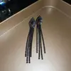 Brincos de Borla Florais Geométricos Doces e Requintados Estilo Coreano com Diamantes, Sensação de Luxo Leve e Alta Qualidade, Brincos da Moda de Nicho para Mulheres
