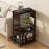 Nova Mesa de Chá Estilo Chinês Gabinete Lateral de Sofá para Sala de Estar Pequena Mesa de Café Sala de Chá Suporte de Chá Armário de Armazenamento Armário de Canto Armário de Armazenamento