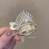 Exquisita Flor de Durazno Pinza para el Pelo Flor en la Parte Trasera de la Cabeza Pinza Pinza de Tiburón Grande Aleación Pedrería Perla Accesorios para el Cabello Pinza para el Cabello Pinza para el Cabello