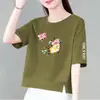 Camiseta versátil casual de manga corta para mujer, de corte holgado, adelgazante, para comercio exterior transfronterizo, moda, reductora de edad, para madres de mediana edad y mayores