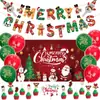 Set de Globos Temáticos Navideños Papá Noel Banderines Variados Banderas Tela de Fondo Decoración de Fiesta Globos de Látex