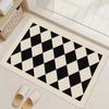 Alfombra antideslizante de baño de cuadros en blanco y negro estilo británico, alfombrilla absorbente de secado rápido para pies, resistente a las manchas de baño, fácil de cuidar, alfombrilla de suelo de tierra de diatomeas