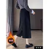 Saia de Lã com Acetato Cinza para Mulheres, Outono e Inverno, Forrada com Fleece, Cintura Alta, de Lã, Ajustada ao Quadril, Fenda nas Costas, Comprimento Médio, Saia Reta Linha A