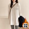 4543 # 2026 280g Camiseta Térmica de Manga Longa para Mulheres, Primavera, Outono e Inverno, Camada Base com Forro de Fleece, Comprimento Médio, Gola Meio Alta