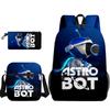 3D Novo Robô Cósmico Astrobot Estudante Mochila Bolsa Lápis Mochila Conjunto Impresso de Três Peças