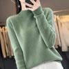 Suéter de Lã Meia-Gola Outono e Inverno para Mulheres, Camada Base Tricotada, Solto e Estiloso, Suéter de Cashmere Ponto Osmanthus Atacado