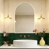 Espejo de Baño para Tocador, Espejo de Pared Minimalista Estilo Francés para Lavabo, Luz LED Inteligente, Espejo de Baño Arqueado Antivaho para Maquillaje
