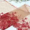 Encaje Tanglong Malla Patrón Hilo Rojo Dorado Bordado Ribete de Encaje Traje de Rendimiento Hanfu Accesorios de Ribete de Encaje