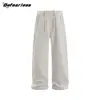 Befearless Pantalones Machete Retro Color Sólido Estilo Americano Marca de Moda Sueltos Rectos Pierna Ancha Pantalones Casuales para Hombres y Mujeres