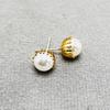 Europeo y Americano Nicho Simple Anillo Envolvente Latón Chapado en Oro Forma de Bola de Lana Aretes de Pin de Plata 925 para Mujer Commuter