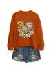 Amazon eBay sitio independiente moda elegante sudadera floral para mujer con flores amarillas, flores rosas, flores naranjas y flores azules