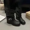 Botas plisadas de estilo retro a la moda, estilo primavera/otoño 2026, botas de jinete para chica atrevida, botines de vaquero western a media pantorrilla