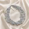 Colar Vintage de Pérolas Artificiais Empilhadas Estilo Pequeno e Perfumado Corrente de Clavícula de Quatro Camadas Nicho Corrente de Bolas Elegante Joia para Mulheres