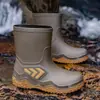 Venta Caliente Transfronteriza Botas de Agua de Goma Antideslizantes para Hombre, Altura Media Pantorrilla, Puño Elástico, Resistentes al Desgaste, Impermeables, para Pesca, Conductor, Obra