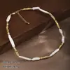 Colar de Pérolas Irregulares Barrocas Naturais Nala Francês Dourado e Prateado Bicolor Nicho Sensação de Alto Padrão Corrente de Clavícula Feminina Atacado