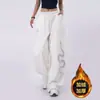 Pantalones Casuales de Cintura Alta Nuevos Otoño e Invierno 2025, Pantalones Deportivos Holgados, Pantalones de Pierna Ancha Caídos Rectos Engrosados de Terciopelo