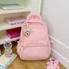 Mochila fofa de cor fufu leite em pó macia, baixa saturação, rosa, refrescante, rejuvenescedora, doce, para viagem, mochila pequena