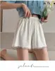 Shorts de Seguridad de Encaje Acanalado Primavera y Verano Zhuji para Mujer, Corte Holgado, Encaje con Bloques de Color, Anti-Exposición, Shorts con Refuerzo de Algodón Puro Venta al por Mayor