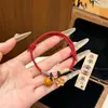 Pulsera con Hebilla de Seguridad de Madera de Durazno y Cesta de Duraznos, Pulsera de Hilo Rojo para el Año de Nacimiento, Joyería de Regalo Hecha a Mano para Adultos y Parejas
