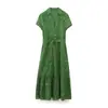 Para Vestido Aliexpress Ropa Femenina Transfronteriza Europea y Americana Exportación Cuello en V Sexy Cut Out Correa Bordada Estilo Camisa Falda Larga