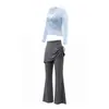 Conjunto de Roupa de Yoga Feminino Outono Novo Top Cruzado de Manga Longa Conjunto Real de Duas Peças Saia Calça Pilates Fitness Esportivo Conjunto de Duas Peças