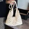 Estilo Preguiçoso, Sensação Relaxada, Bolsa de Tecido de Grande Capacidade para Mulheres, Bolsa de Ombro para Praia de Férias de Verão no Litoral, Bolsa Tote de Palha