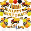Paquete de pared de fondo para fiesta de cumpleaños con diseño de escena de decoración de cumpleaños con globo de excavadora de coche