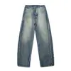 Jeans Lavados Desgastados Estilo Retro Americano Verano 2026, Pantalones Rectos Adelgazantes de Pierna Ancha para Jóvenes, Todas las Temporadas, Estilo High Street