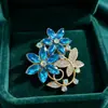 Broche Bordado Pesado Flor Hoja Flor para Mujer Siete Colores Corte Marqués Pedrería Adorno de Pecho Lujo Ligero Traje Abrigo Chal Corsage Mayoreo