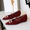 3686-K76 Zapatos Mary Jane de Moda Coreana con Hebilla de Pedrería y Correa Única, Tacón de Cuña, Gamuza, Estilo para Viajar al Trabajo, Zapatos de Punta Fina Elegantes de una Sola Correa