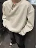 Moletom com Zíper Meio Aberto Masculino Primavera/Outono 2026 Estilo Coreano Novo Gola Redonda Solto Top Chique Estilo Hong Kong Tendência Em Estoque