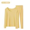 Roupa Modeladora da Pele Base Lixada Roupa Térmica Íntima Feminina Modeladora do Corpo Roupas e Calças de Outono Terno Fino Sem Costura Veludo Leite Gola Redonda