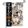 Bandera de Jardín de Halloween Más Vendida de Amazon con Estampado de Calavera Material de Lino Decoración de Fiesta Americana Bandera de Jardín