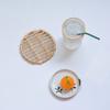 Mesa de centro tejida de ratán blanco al por mayor, aislante para tazas, ollas, platos, mantel individual, estilo nórdico japonés para el hogar