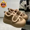 Zapatos de algodón para mujer con plataforma gruesa, que aumentan la altura, nuevo estilo invierno 2026, forrados de felpa, casuales, talla grande, cálidos, con cierre de velcro, sin cordones y diseño esponjoso