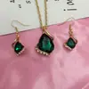 Brincos e Colar de Cristal Austríaco Zircônia Coração Gota d'Água Europeu e Americano Conjunto de Joias de Noiva Decorações para Mulheres