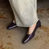 Zapatos de Abuela Estilo Francés para el Trabajo, Piel Genuina, Puntera Puntiaguda, Suela Suave Baja, Tacón Grueso Medio