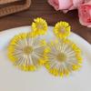 Aretes de flor de girasol de color para accesorios de fotos de viaje de primavera y verano, aretes de foto de estilo vacacional costero exagerado para niñas
