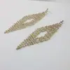 Pendientes largos exagerados de aguja plateada con diamantes, pendientes de temperamento noble y de moda, joyería de moda para estrellas femeninas