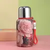 Taza Aislada Estilo Chino Floral de Acero Inoxidable 316 con Separación de Té y Agua, Taza Portátil para Preparar Té, Taza Aislada de Alto Valor