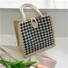 Bolsa de Menina Tecida Outono Nova Bolsa Listrada Simples Lancheira 2021 Linho Bolsa Pequena para Mulheres