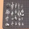 Conjunto de 21 Pingentes e Acessórios Pequenos de Concha de Prata Antiga, 21 Estilos, 1 de Cada, cerca de 27g Por Conjunto