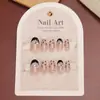 Unhas Vestíveis de Outono Inicial Feitas à Mão Cor Caramelo Francês Estampa de Leopardo Borboleta Diamante Nail Art Outono e Inverno Adesivos de Unha Pré-Fabricados