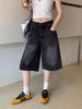 Jeans Holgados de Pierna Ancha de Tiro Alto en Negro y Gris para Mujer, Nuevo Estilo Verano 2026, Pantalones Acortados Rectos Adelgazantes Retro, Modernos