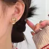 Brincos de Pérola com Zircônia Cor de Champanhe Dupla Face para Mulheres, Estilo Fashion de Ano Novo, Brincos Elegantes com uma Vibe de Socialite, Acessórios de Orelha Versáteis