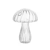 Cabeza Redonda de Hongo Apertura Azul Transparente Florero de Hongo Vidrio Estilo Europeo Calibre Pequeño Mini Florero Flor Flor Arreglo Flor
