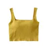 Top Corto de Ombligo con Almohadilla en el Pecho Sujetador de Tirantes Taza Ropa Interior de una Pieza de Cintura Alta Cuello Cuadrado para Usar Debajo