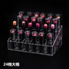 Caja de almacenamiento para cosméticos 24 compartimentos Caja de almacenamiento para labiales Caja de almacenamiento de plástico transparente para cosméticos de escritorio Caja de exhibición