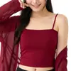 Camisola de Seda Helada Fina de Verano para Mujer, Ropa de Abrigo de Moda con Almohadillas en el Pecho, Ropa Interior tipo Tubo, Camiseta Base Sexy Corta